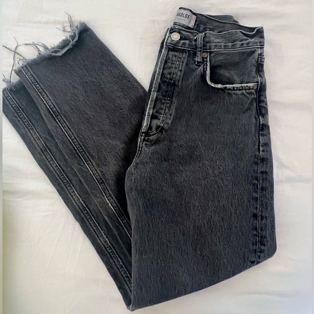 Black Agolde 90s High Waist Straight Jeans